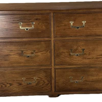 Henredon “Artefacts” Mid Century Campaign Style 6 Drawer Dresser 1-7501