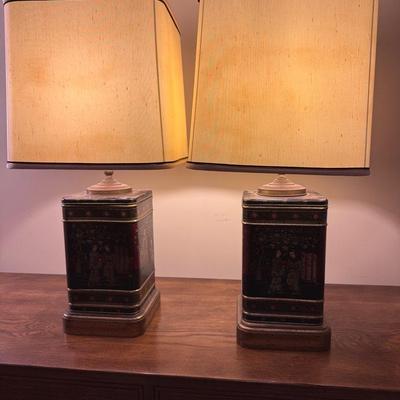 Frederick Cooper ‘Chinoiserie’ Tea Canister Table Lamps With shades