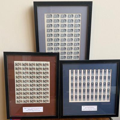 Lot of 1964 & 1962 postage stamp sheets-framed 