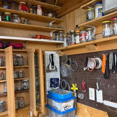 Assorted Jars Of Screws And Nuts/ Nails, Exact Knives And More