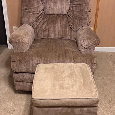 Tan Recliner W/storage Ottoman