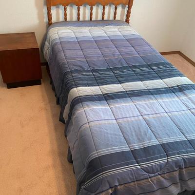 Twin Bed - Including Headboard, Rails, Mattress, Pad & Bedding Plus Nightstand  - Great Condition!