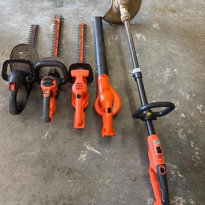 Black And Decker Trimmer, Blower, And 3 Hedge Trimmers