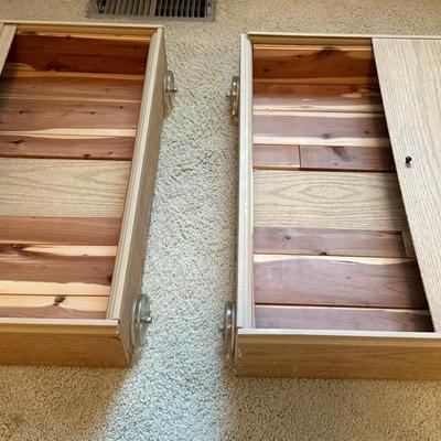 2 Cedar Lined Storage Boxes On Wheels For Under Bed Usage