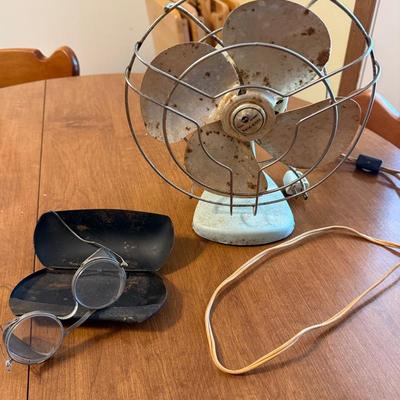 Vintage Safety Glasses With Case - 1930’s, And A Vintage Kwik-kool Fan By Knap Monarch