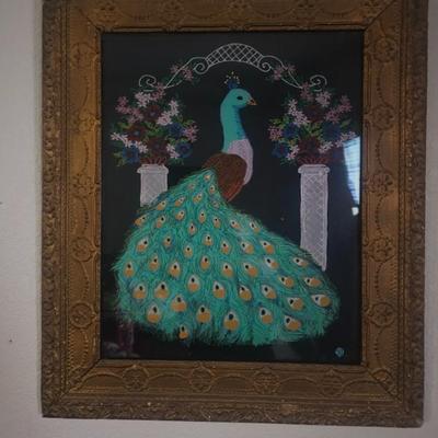 Vintage Peacock painting on glass