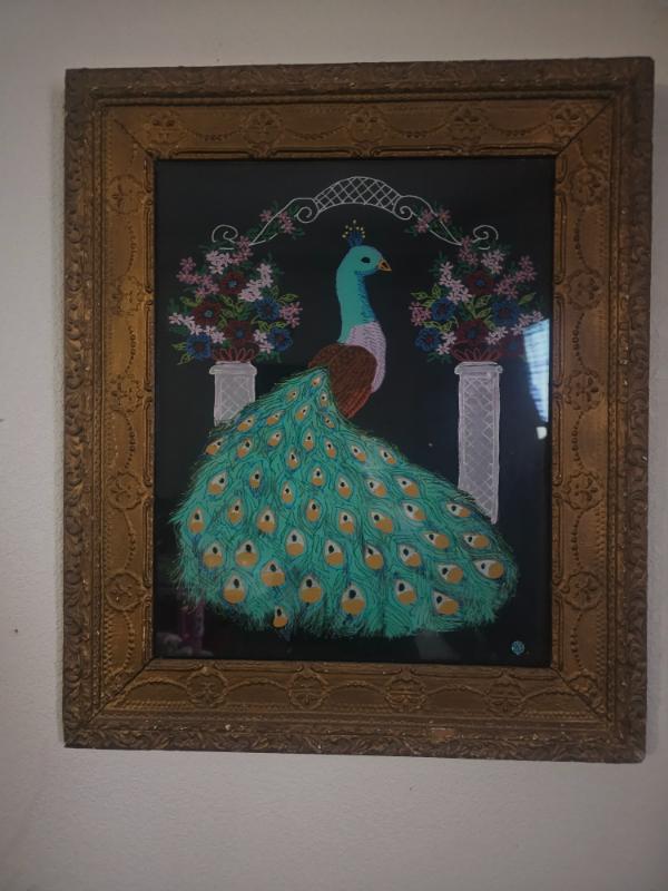 Vintage Peacock painting on glass