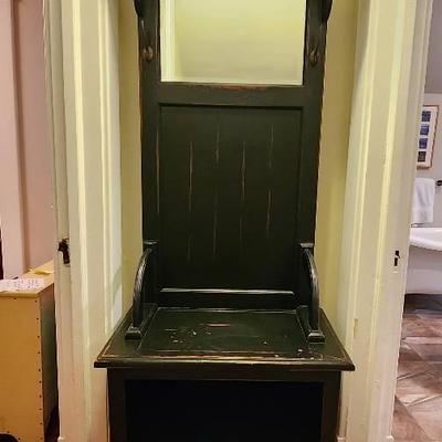 Painted, Wooden, Rustic Entryway Seat And Storage
