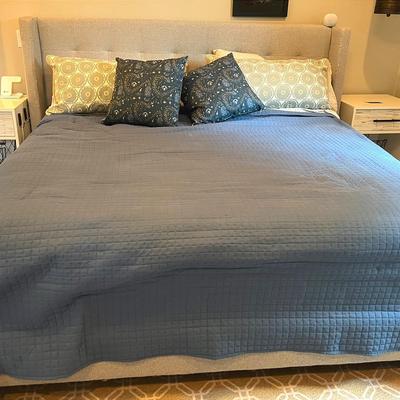 Queen Teeed Fabric Covered Bed