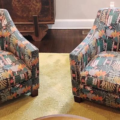 Pair Of Jungle Pattern Chairs 