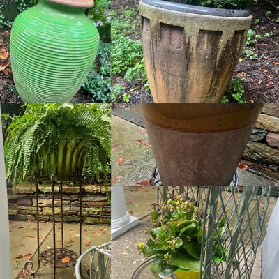 Tall Ceramic & 1 Cement Vases & A Bit More