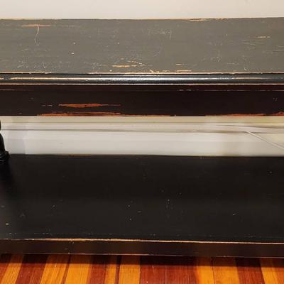 Rustic Wooden Bench With Bottom Shelf