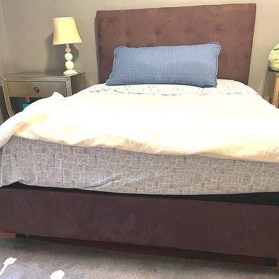 Double Bed With Suede Headboard & Footboard 