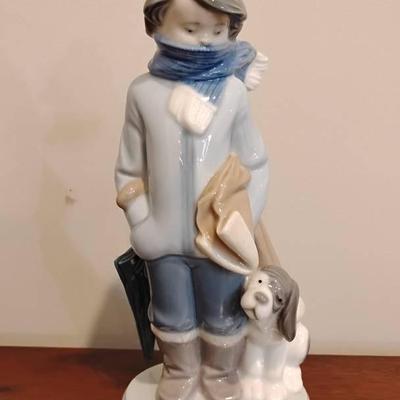 Lladro "Winter Boy With Dog" Figurine