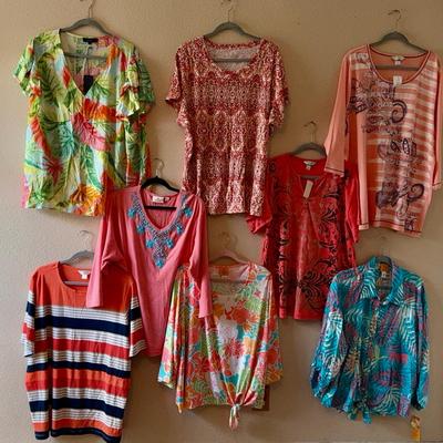 Lot Of 8 WARM SHADES OF CORAL Womens 3X Blouses & Tops 