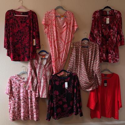 Lot Of 8 RUBY ENSEMBLE REDS & PINKS WOMENS TOPS + DRESS SIZE 3X
