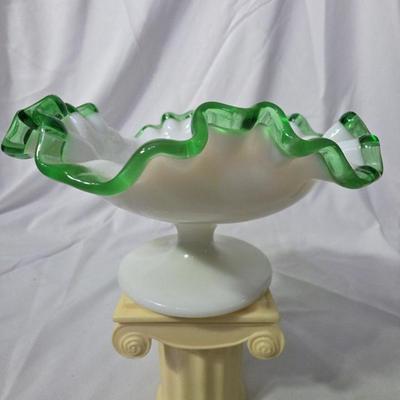 Fenton Glass Dish, Christmas Bell and Royal Dalton Jemima Puddle Duck