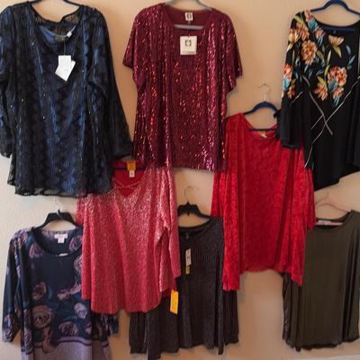 Lot Of 8 NIGHT OUT ON THE TOWN Dressy Long Tops Women’s Size 3X 