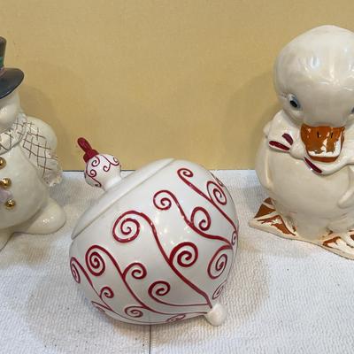 3 White Christmas Cookie Jars