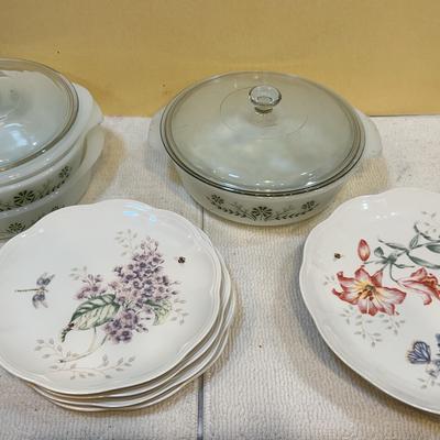 Floral Set Of Plates And Serving Bakeware