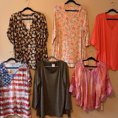 Lot Of 6 WARDROBE OF FUN WOMENS SIZE 2X TOPS/BLOUSES 