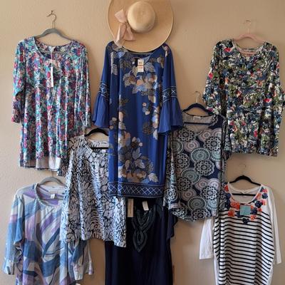 THE BLUEPRINT (9)WOMENS Size 3X Lot (7) Tops (1) Dress (1) Hat 
