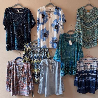 Lot Of 8 PRETTY IN BLUE Womens Tops Blouses Size 3X