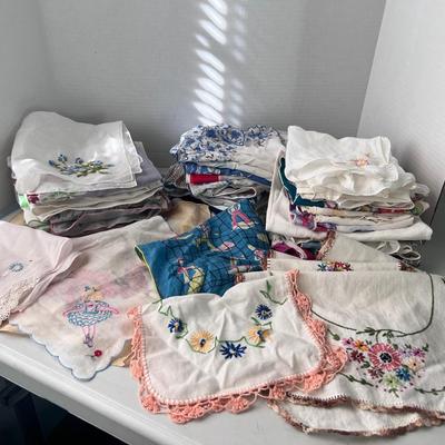 Large Lot of Handkerchiefs & Dresser Scarves 