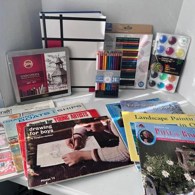 Barnes & Noble Stetchbook, Vintage Painting Books, Watercolor & Colored Pencils 