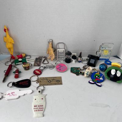Vintage Mixed Lot of Keychains Dare Marvin Martian Rubber Chicken Beer Bottle 