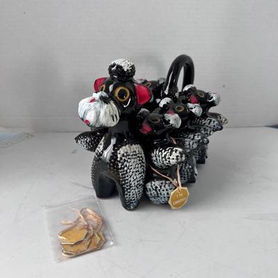 MCM Poodle Shape Spice Rack Holder Set Redware Japan 