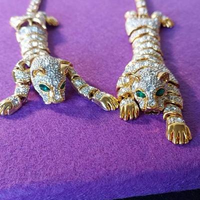 Vintage Jaguars Bracelet & Shoulder Brooch 