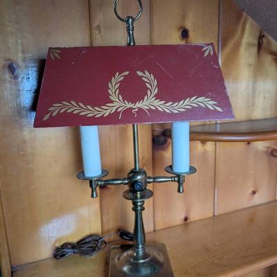 Burgandy w/Gold Accents Bouillotte Lamp