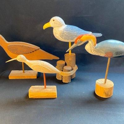Carved Wood Shore Birds 