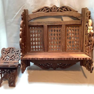 Hand Carved Wood Shelf