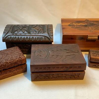 Carved Wood Boxes 