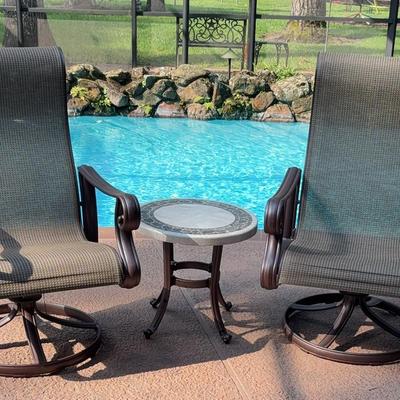 Outdoor Swivel Rocker Chairs And Side Table 