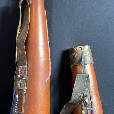 Kenya Maasai Beaded Milk Gourd Containers