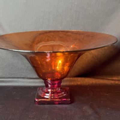 Beautiful Orange And Red Glass Bowl