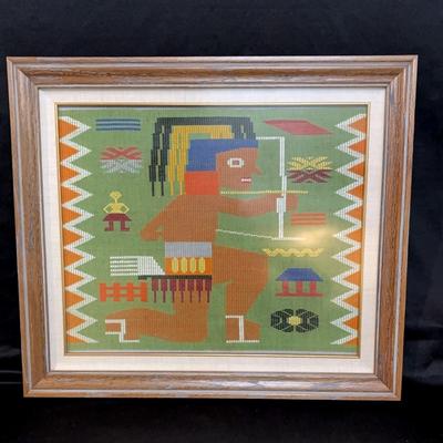 Handwoven Framed Navajo Tapestry