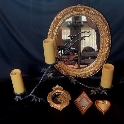 Golden Accent Decor and Mirror