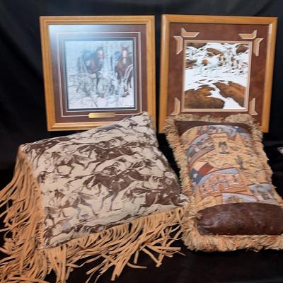Indian Horses Painting And Pillows 