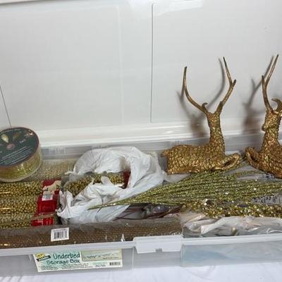 Gold Glitter Reindeer And Christmas Garland