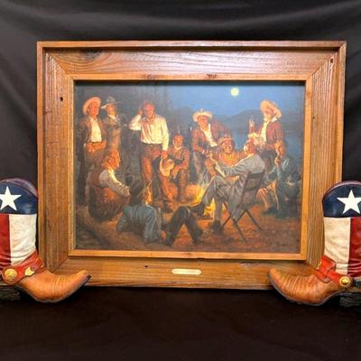 Western Art Print by Andy Thomas And Texas Boots