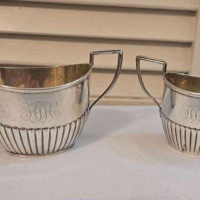 Sterling Silver Creamer jug and sugar bowl