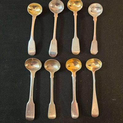 Collection of 8 Sterling Silver serving spoons