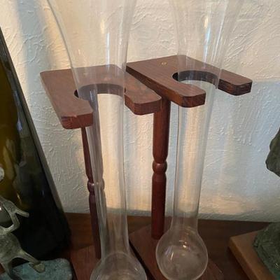 beer steins half yard on wooden stands