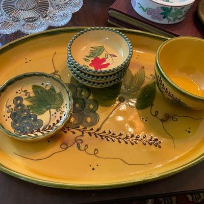 olive set serving platter with bowls