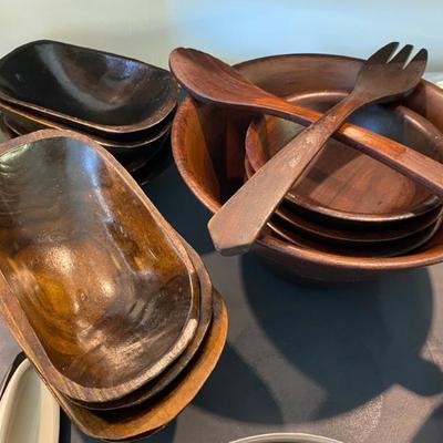 mid centure wooden salad set