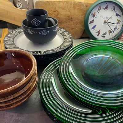 clear green glass dinner plates